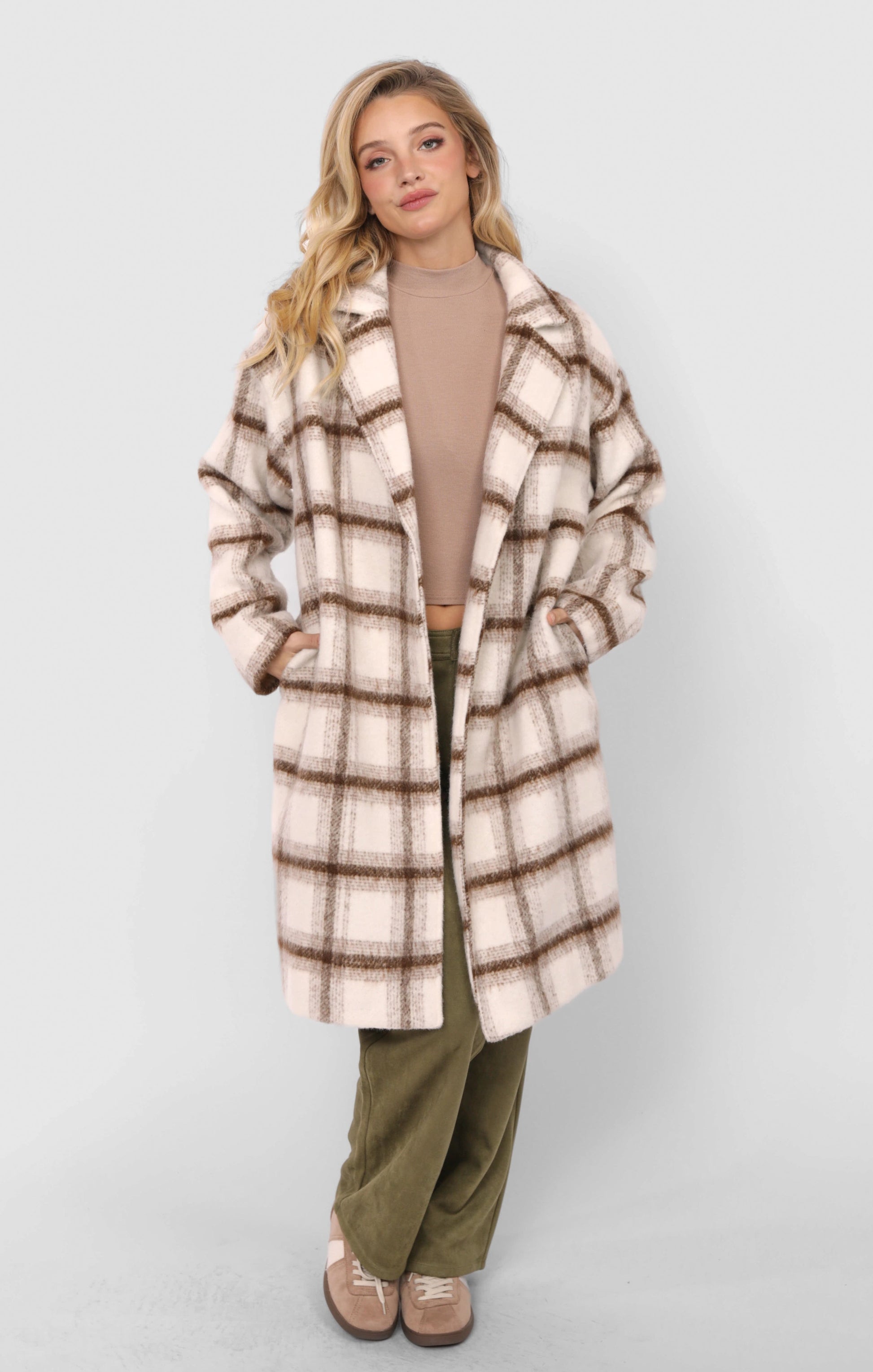  Emily Long Open Front Coat, Ivory Multi | Sadie & Sage