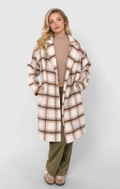  Emily Long Open Front Coat, Ivory Multi | Sadie & Sage