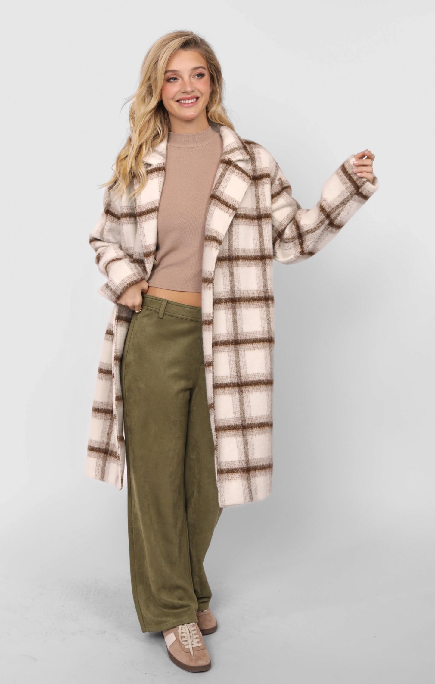 Emily Long Open Front Coat, Ivory Multi | Sadie & Sage