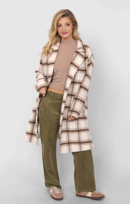 Emily Long Open Front Coat, Ivory Multi | Sadie & Sage