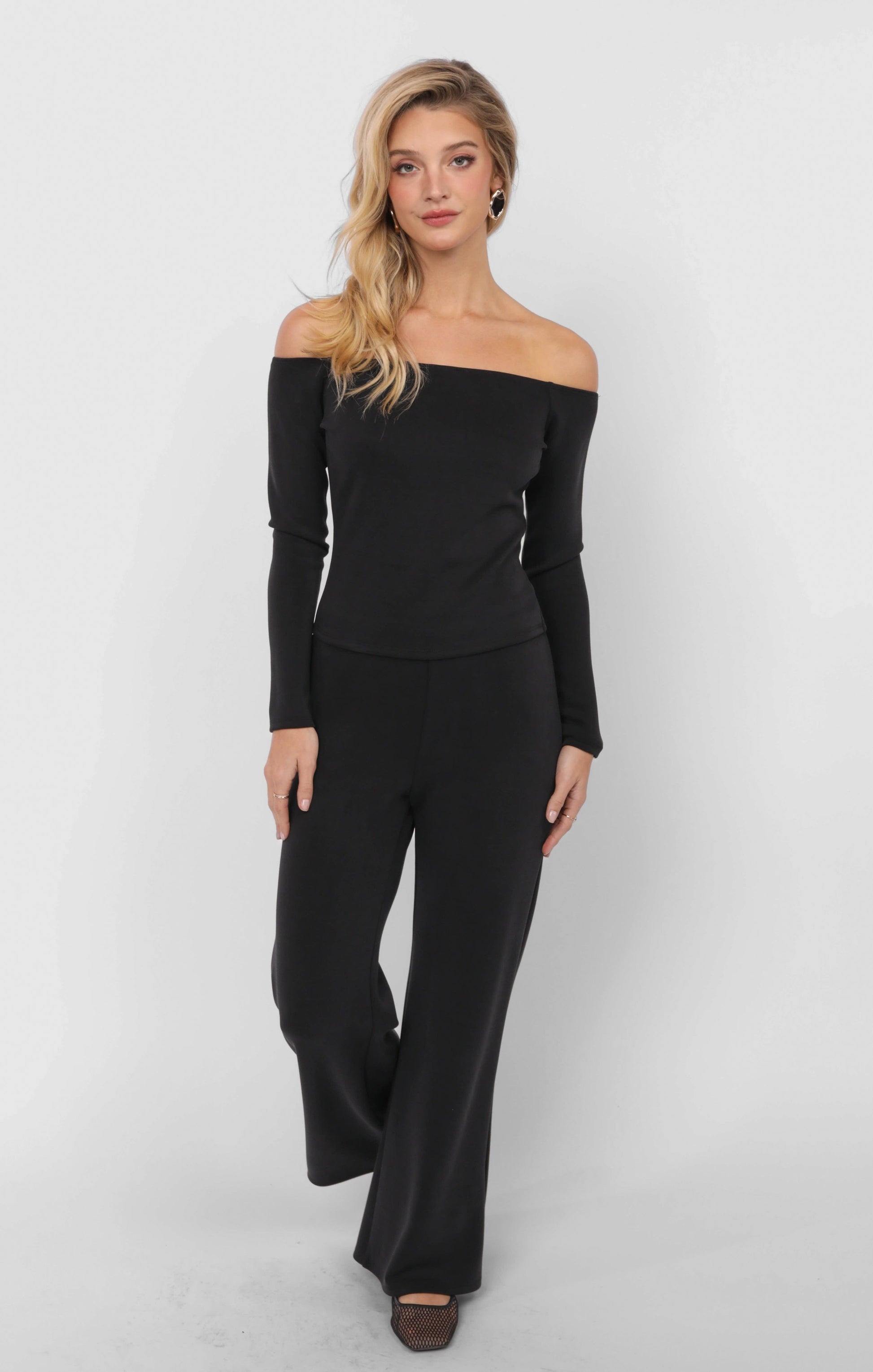  Hustle Knit Wide Leg Pants, Black | Sadie & Sage