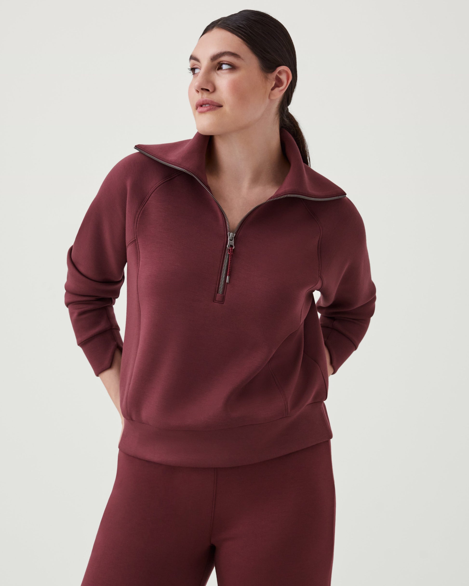  Airessentials Half Zip Sweatshirt, Plum Berry | SPANX