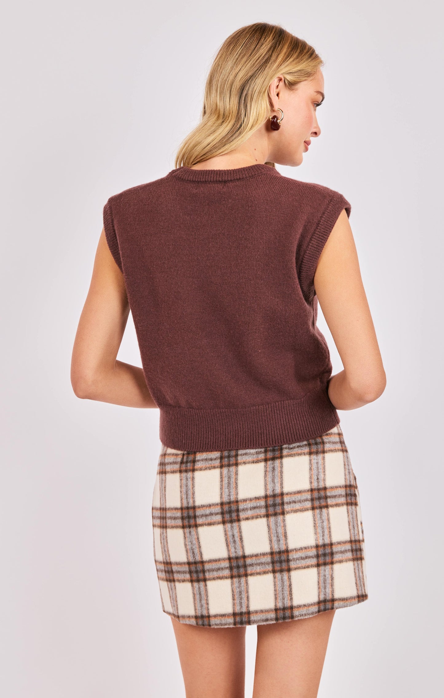  Giselle Sweater Vest, Brown | Sadie & Sage