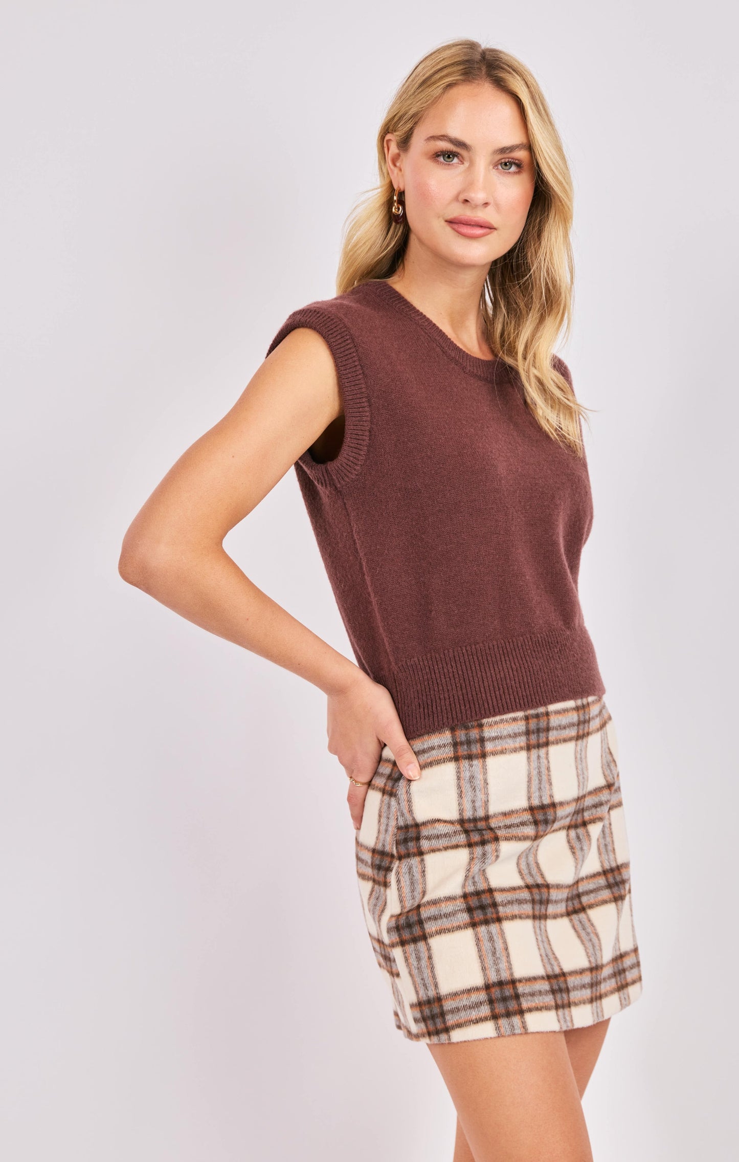 Giselle Sweater Vest, Brown | Sadie & Sage