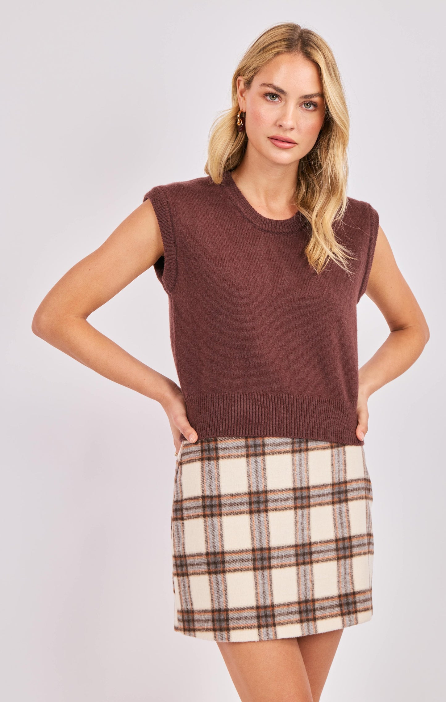  Giselle Sweater Vest, Brown | Sadie & Sage