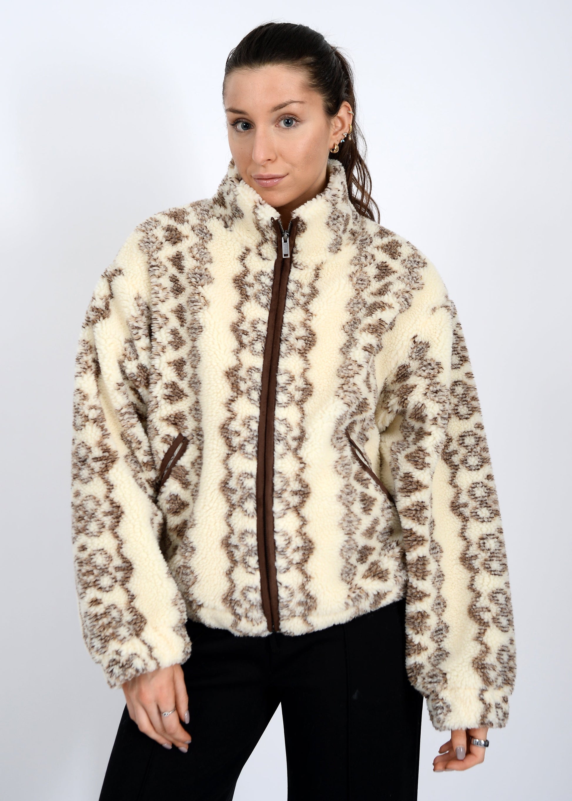  Whistler Sherpa Zip Front Jacket, Brown | RD Style