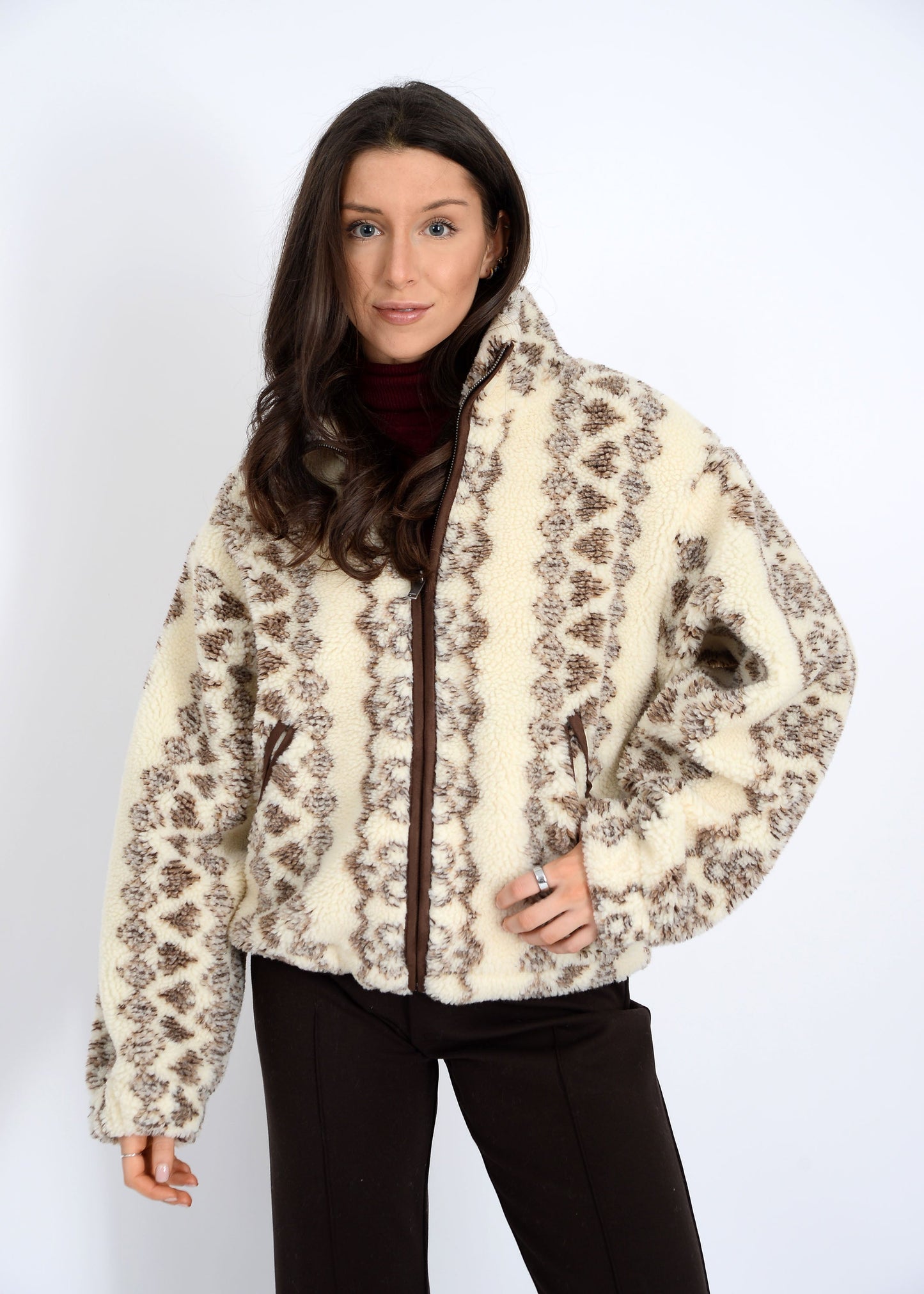  Whistler Sherpa Zip Front Jacket, Brown | RD Style