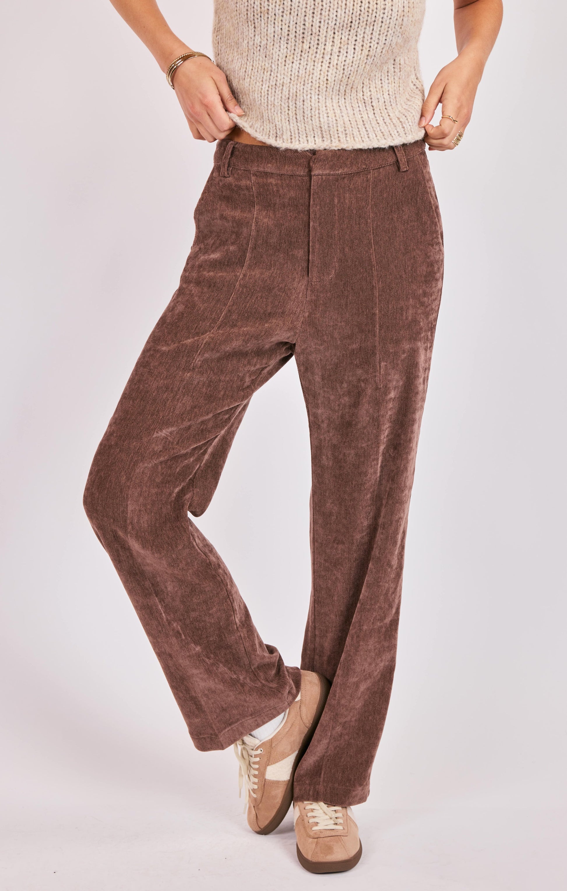  Penthouse Pintuck Pants, Brown | Sadie & Sage