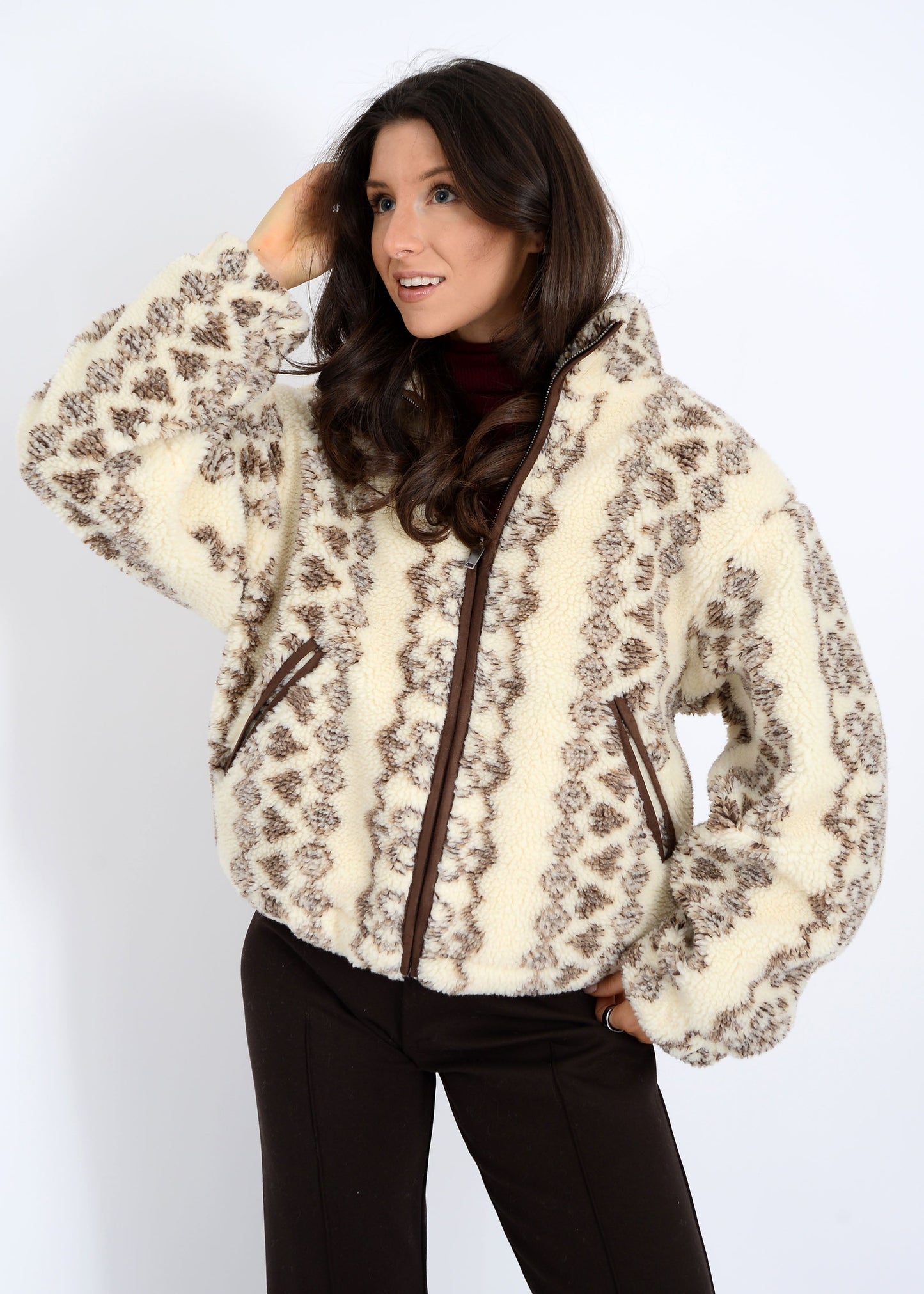  Whistler Sherpa Zip Front Jacket, Brown | RD Style