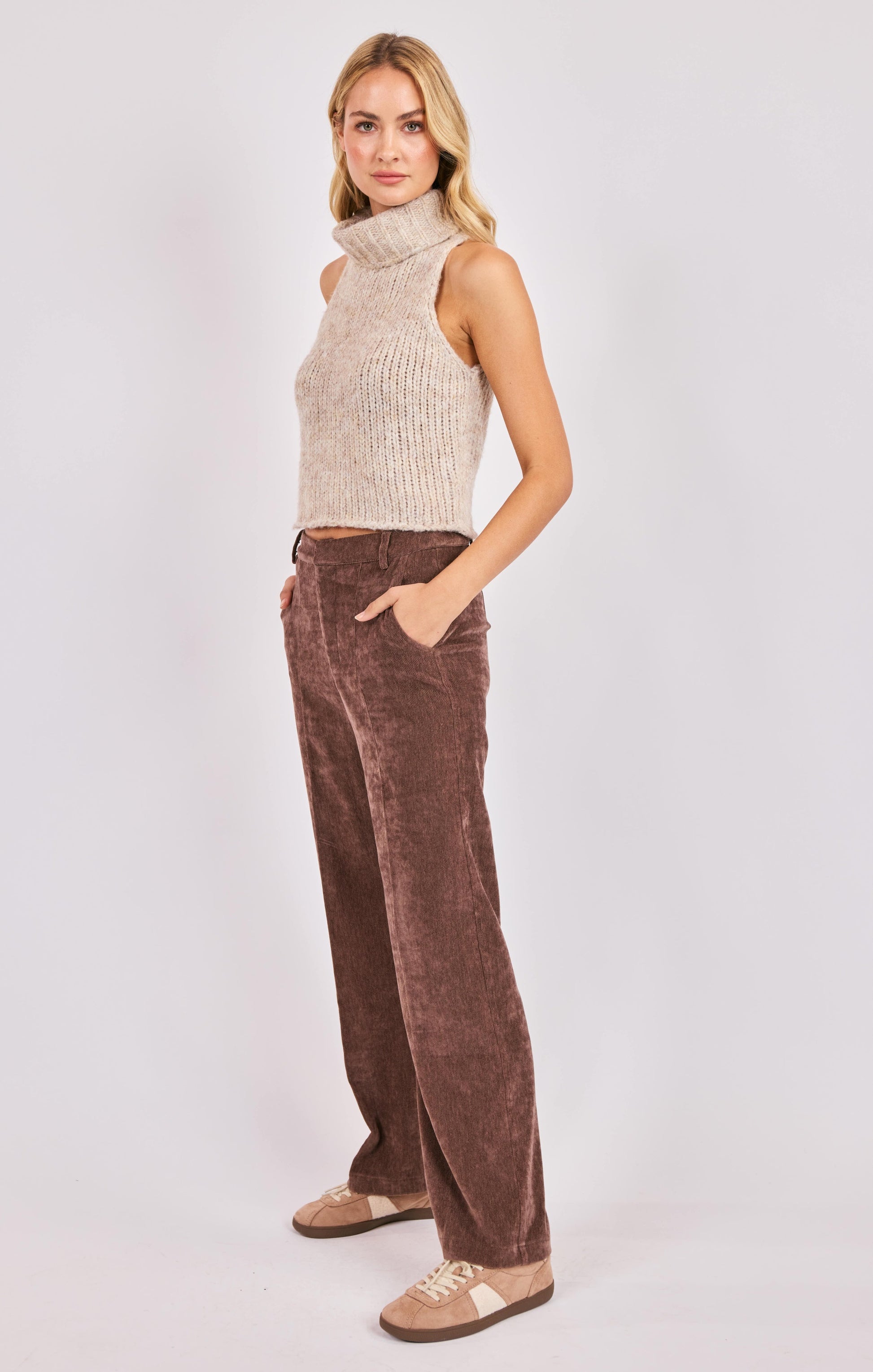  Penthouse Pintuck Pants, Brown | Sadie & Sage