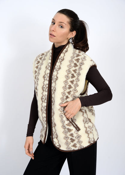  Banff Sherpa Zip Front Vest, Brown | RD Style