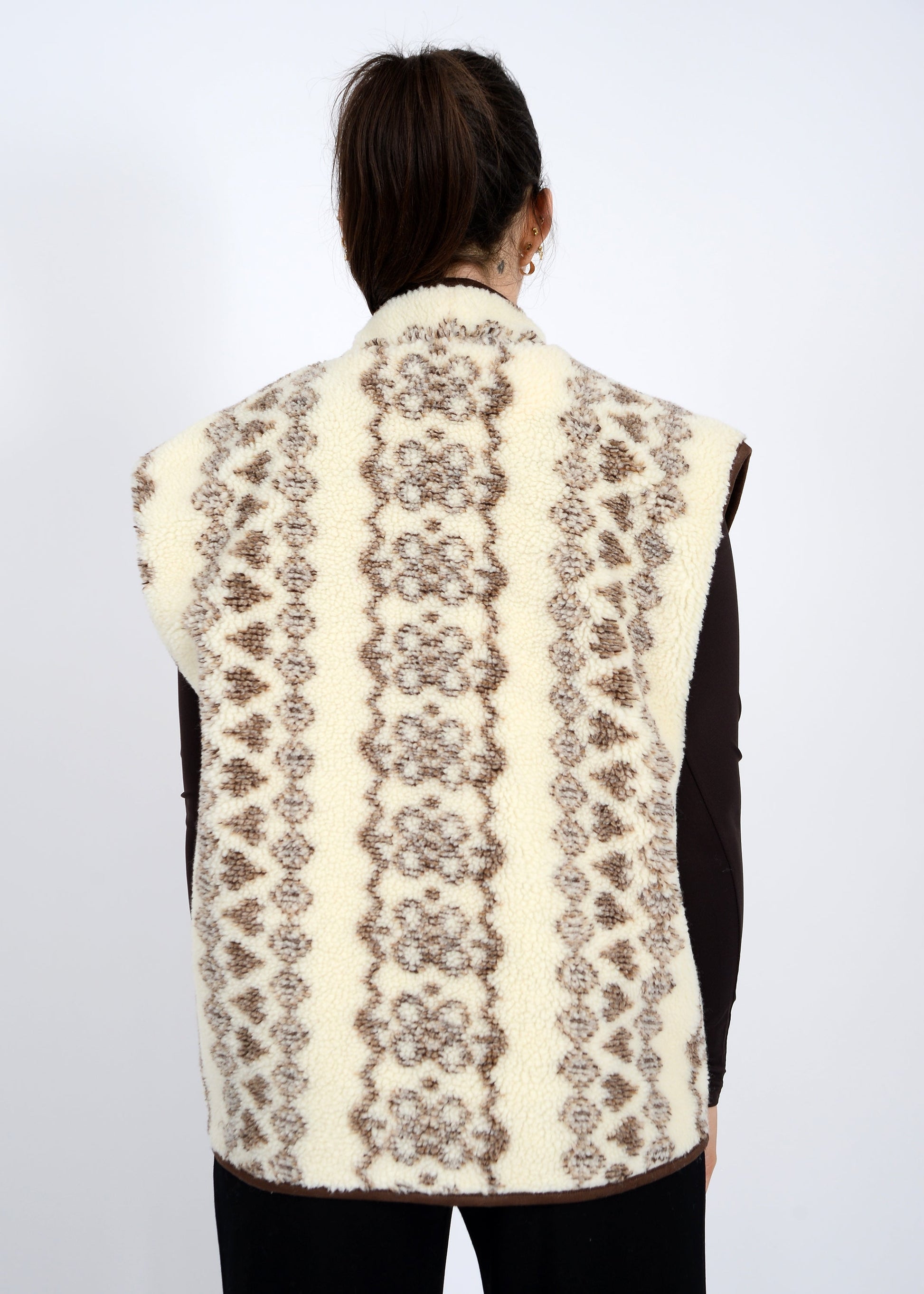  Banff Sherpa Zip Front Vest, Brown | RD Style