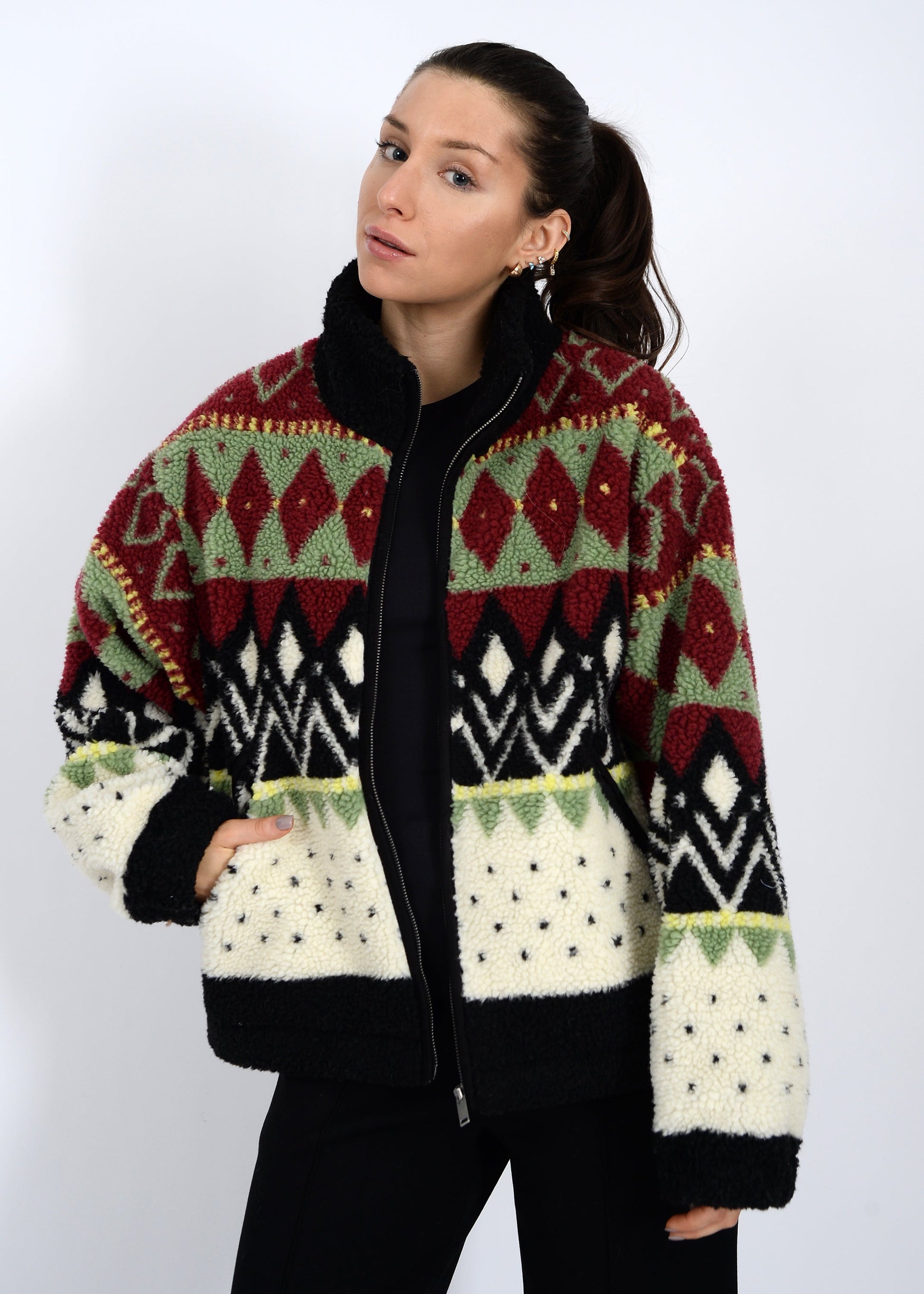  Whistler Sherpa Front Zip Jacket, Black | RD Style