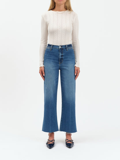  Pleaser High Rise Wide Ankle Jeans, Indigo Wave | Daze